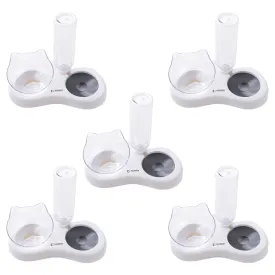 Kuber Industries Animal Feeding Plastic 2 in 1 Pet Bowls | Cat & Dog Bowl | Small/Medium Size Pet Feeding Bowl | Non-Toxic & 100% Safe for Pets (Pack of 5) | Grey