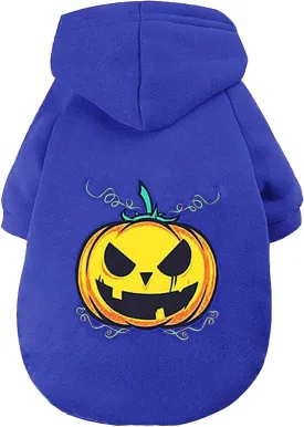 Large Dog Sweater Cat Halloween Hoodies Pet Pumpkin Clothes Fleece Hooded Sweatshirt Puppy Apparel Dog Outfits Blue Small