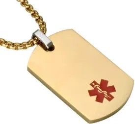 LF Free Engraving Stainless Steel Medical Alert Dog Tag ID Pendant Custom Name ICE Sos Caduceus Necklace for Men Women Teens Health Alert Monitoring Systems