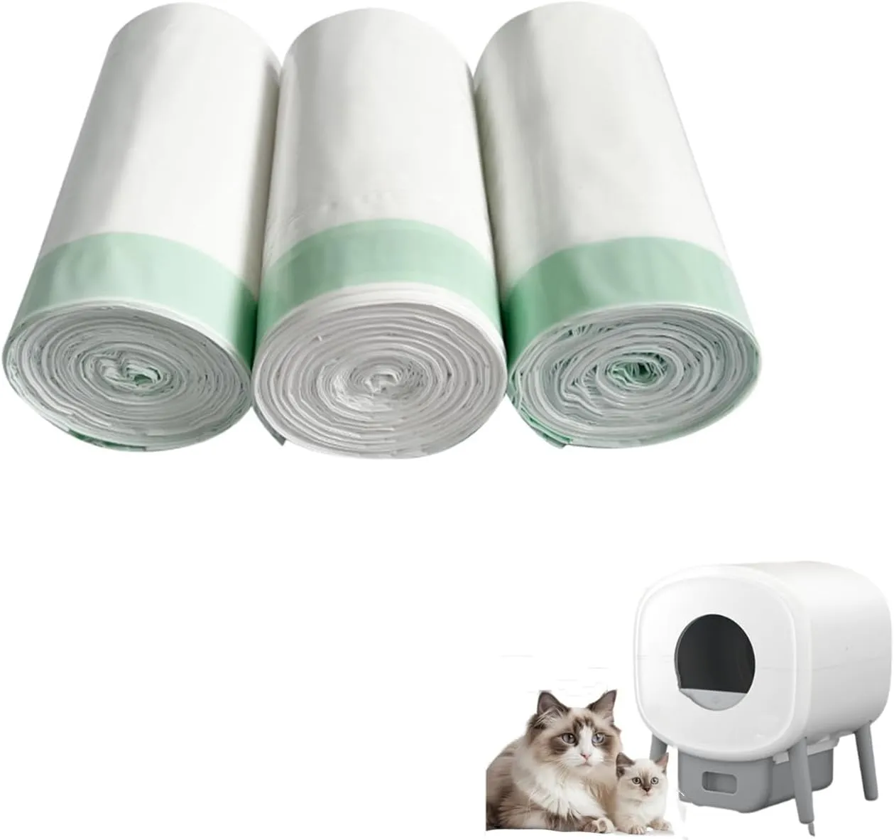 Litter Box Liners with Drawstring  Jumbo Trash Bags for Litter-Robot 4/3, TailTactic P2 (60 Count)  Compatible with Cumrige & SMARTELF Self-cleaning Cat Litter Liners 25.19 * 15.75in