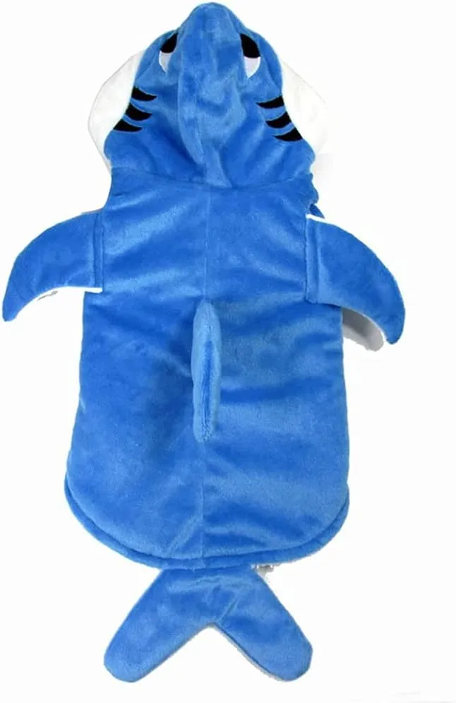 NACOCO Dog Shark Costume Cute Pet Clothes Halloween Holiday Coat Hoodie for Cats and Dogs (Blue, S)