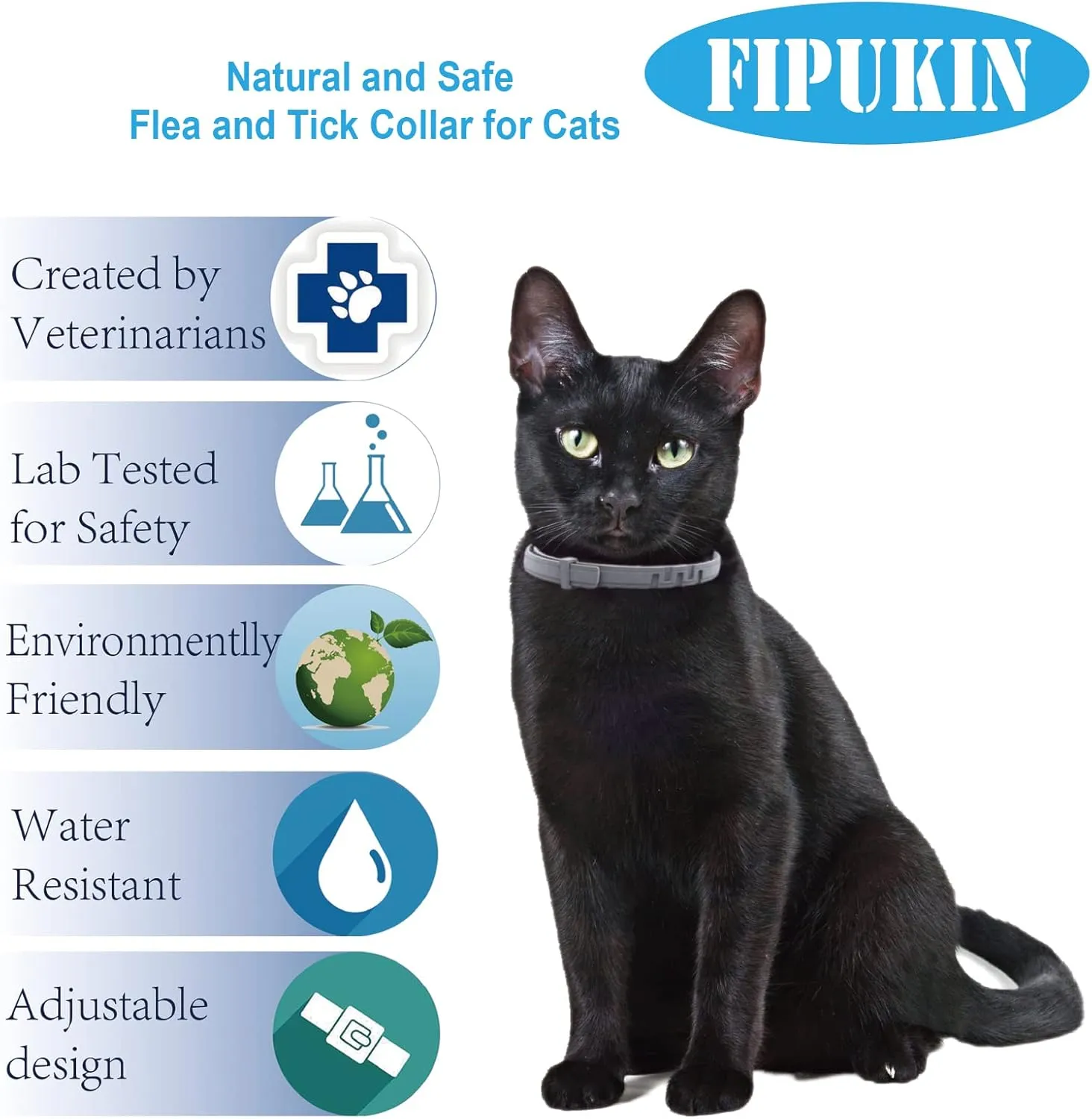 Natural Ingredients Flea Collar for Cats, Safe and Effective Flea and Tick Repellent, Waterproof, 8 Months Protection Each, Free Comb and Tick Scoop, One Size Fits All, 13.8 inch, 4-Pack