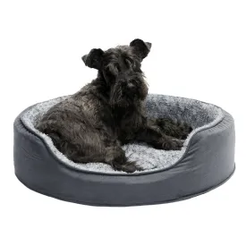 Oval Dog Bed - Two-Tone Faux Fur & Suede