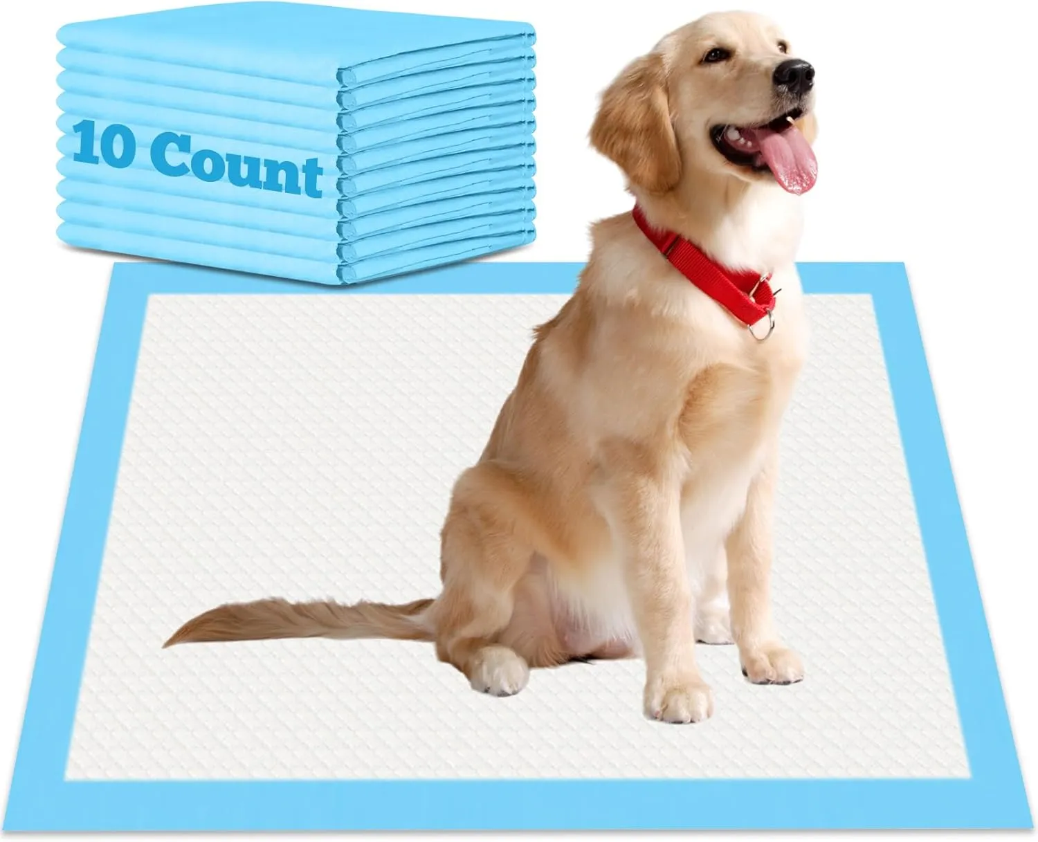 Pee Pads for Dogs 18"x24", 10 Count Puppy Pads, Waterproof Dog and Puppy Pet Training Pads, Super Absorbent & Leak-Proof Housebreaking Pet Pad, Blue
