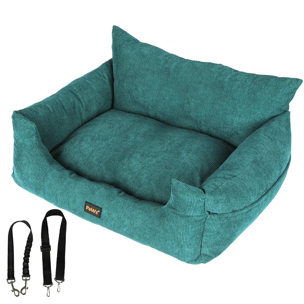 Pet Car Booster Seat Dog Protector Portable Travel Bed Removable Green - Green Large