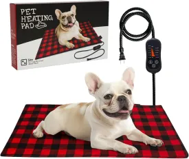 Pet Heating Pad, Adjustable Temperature Heated Dog Bed with Timer, Outdoor Waterproof Heated Pad with Anti-Chew Cord, Overheat Protection Warming Mat for Small and Medium Dogs (M:15.7"x27.6")