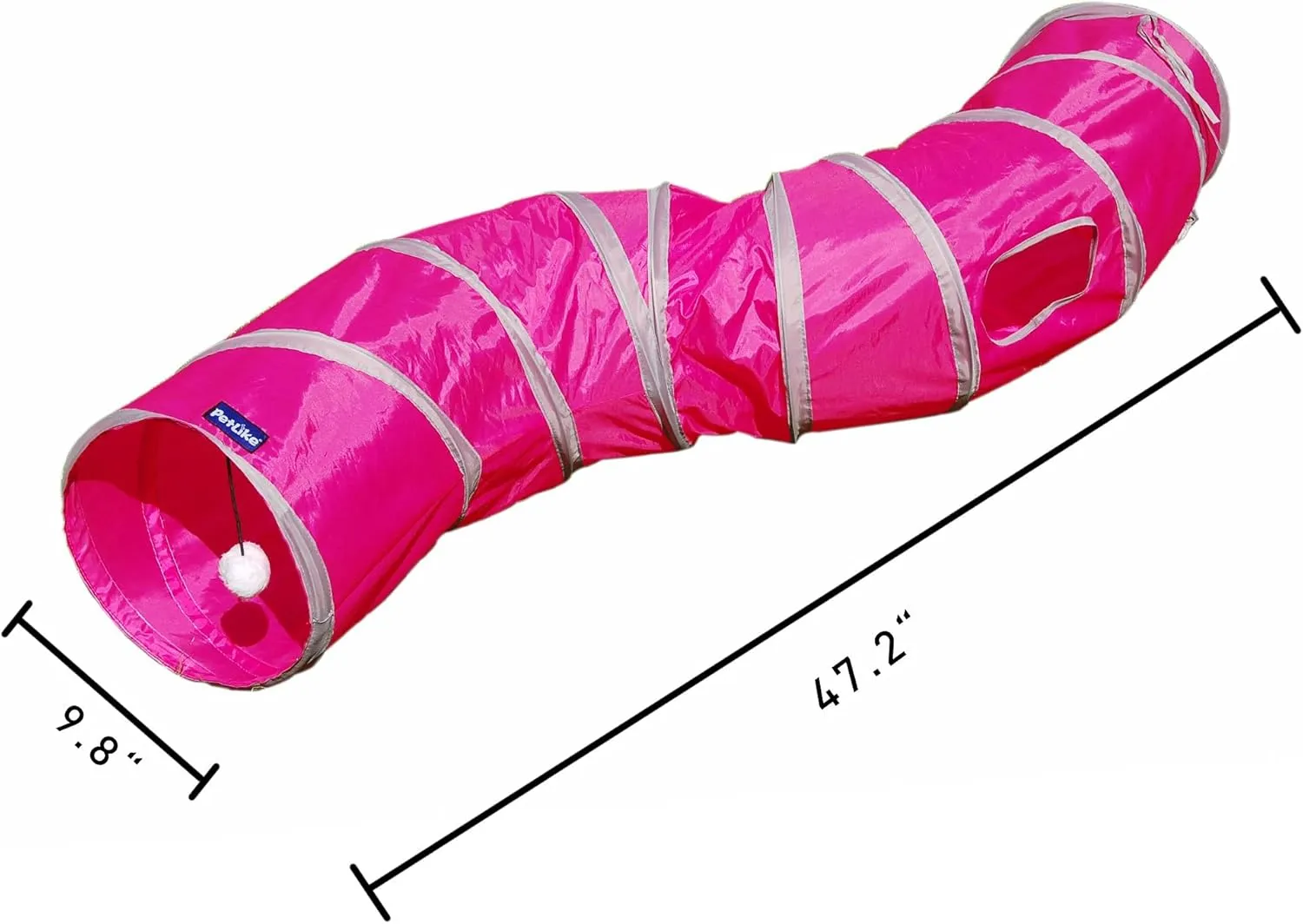 PetLike S Way Cat Tunnel Collapsible Pop-up Pet Tube Hideaway Play Toy with Ball (S-Way, Rose Red)