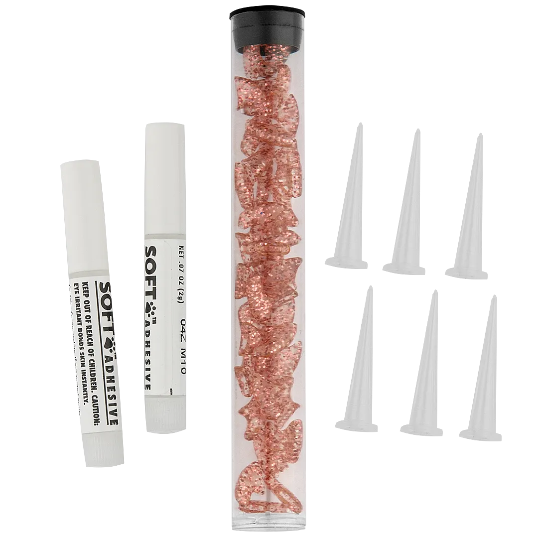 Pink Sparkle Feline Medium Nail Caps by Soft Claws