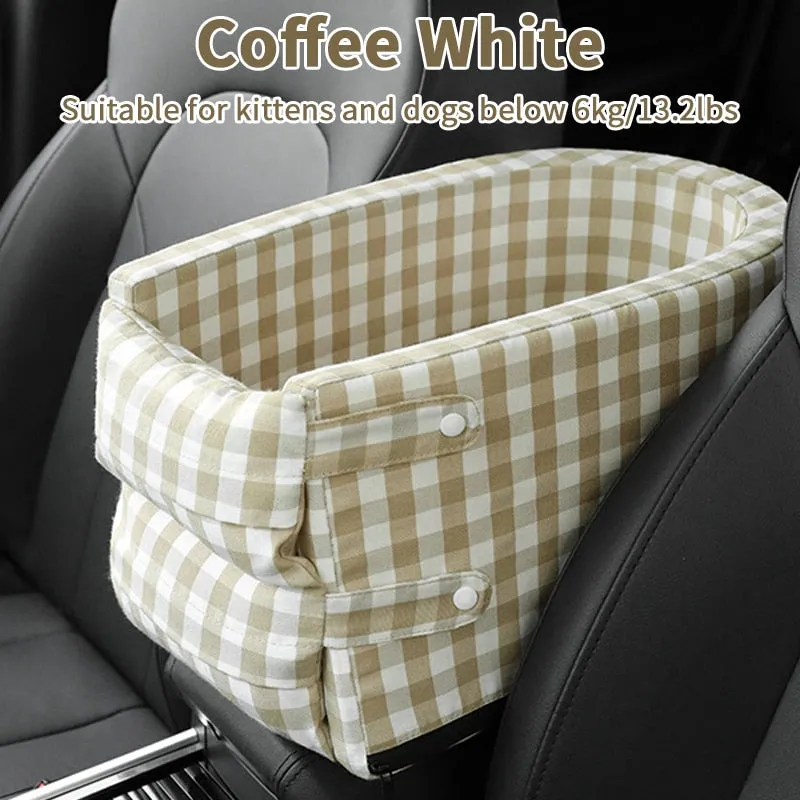 Portable Pet Dog Car Seat Central Control Nonslip Dog Carriers Safe Car Armrest Box Booster Kennel Bed For Small Cat Dog Travel