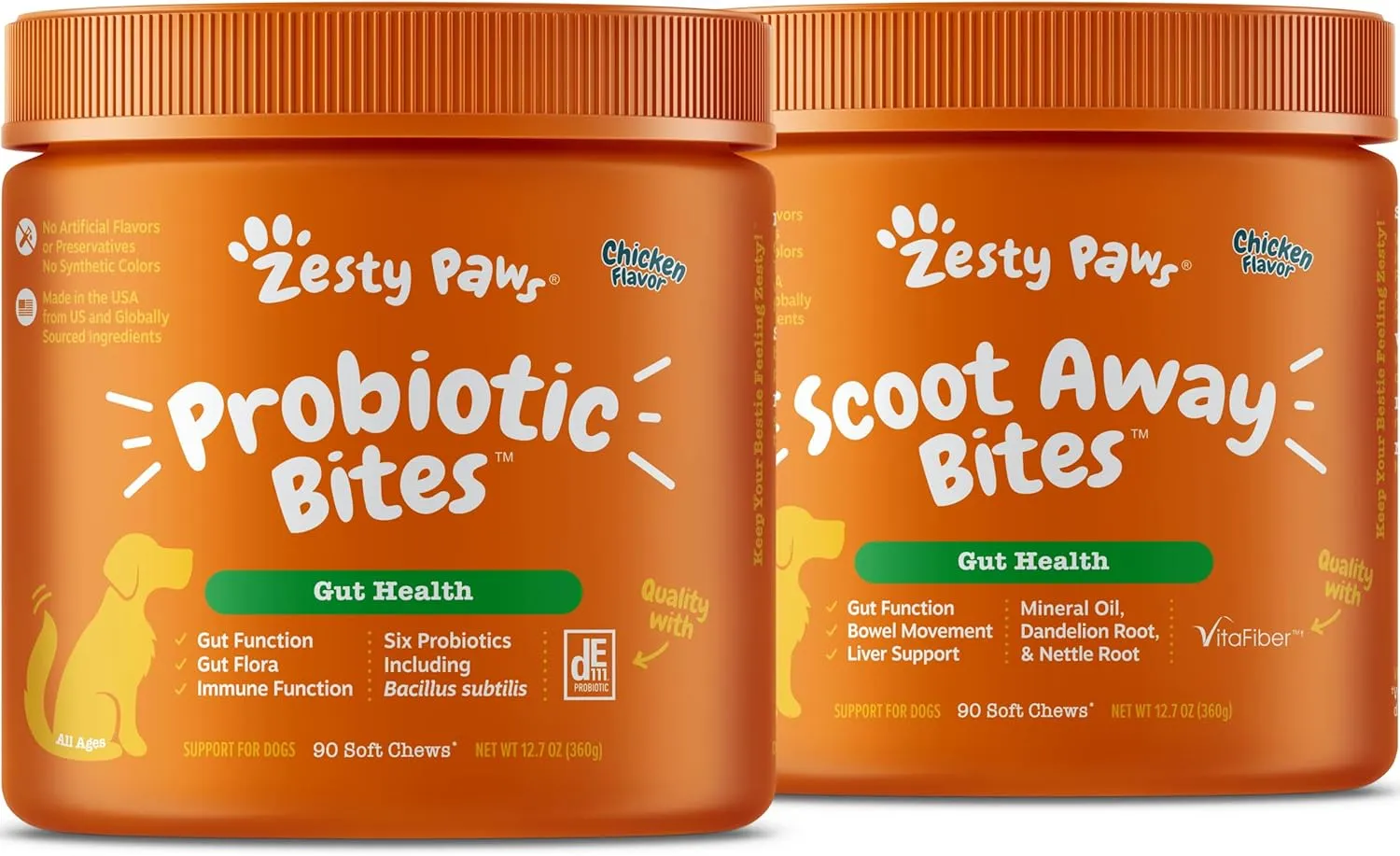 Probiotics for Dogs - Probiotics for Gut Flora, Digestive Health   Scoot Away Soft Chews for Dogs - with Bromelain