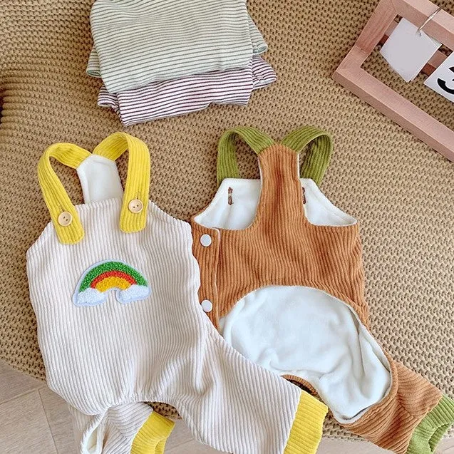 Rainbow Pet Jumpsuit and Stripes Sweatshirt