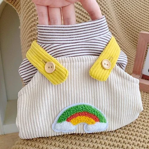 Rainbow Pet Jumpsuit and Stripes Sweatshirt