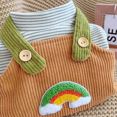 Rainbow Pet Jumpsuit and Stripes Sweatshirt