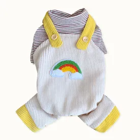 Rainbow Pet Jumpsuit and Stripes Sweatshirt