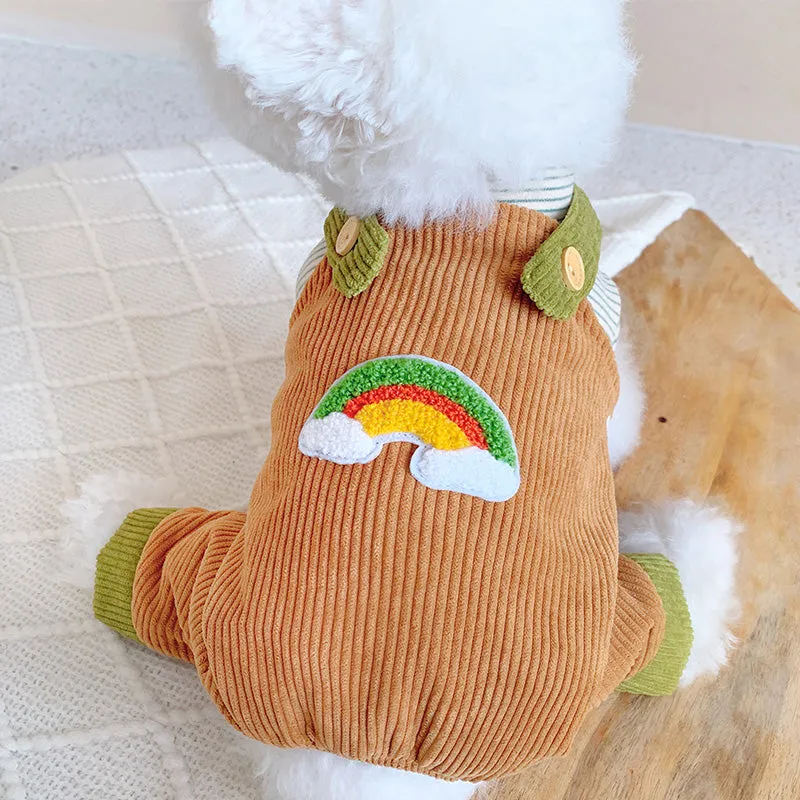 Rainbow Pet Jumpsuit and Stripes Sweatshirt