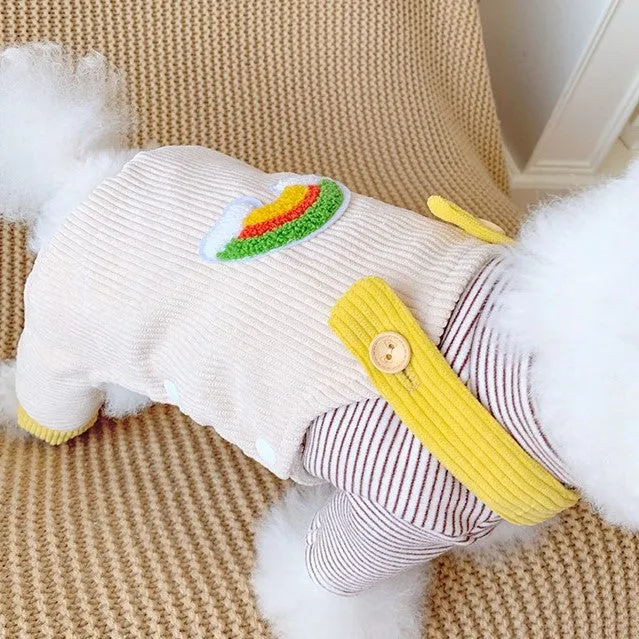 Rainbow Pet Jumpsuit and Stripes Sweatshirt