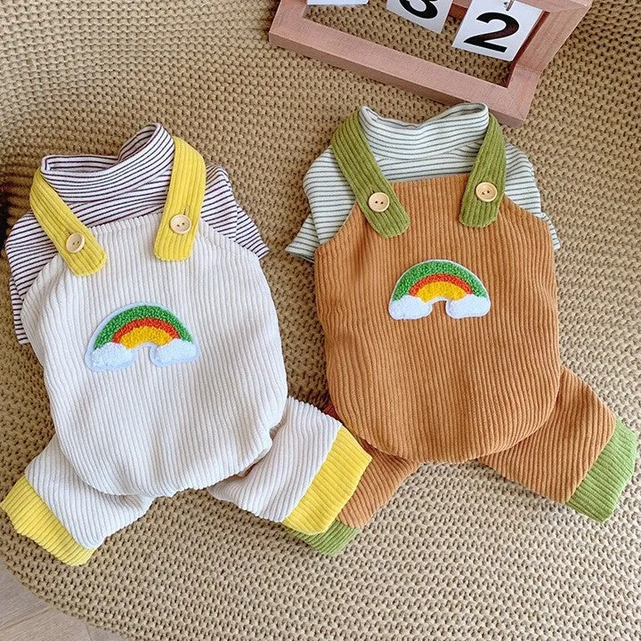 Rainbow Pet Jumpsuit and Stripes Sweatshirt