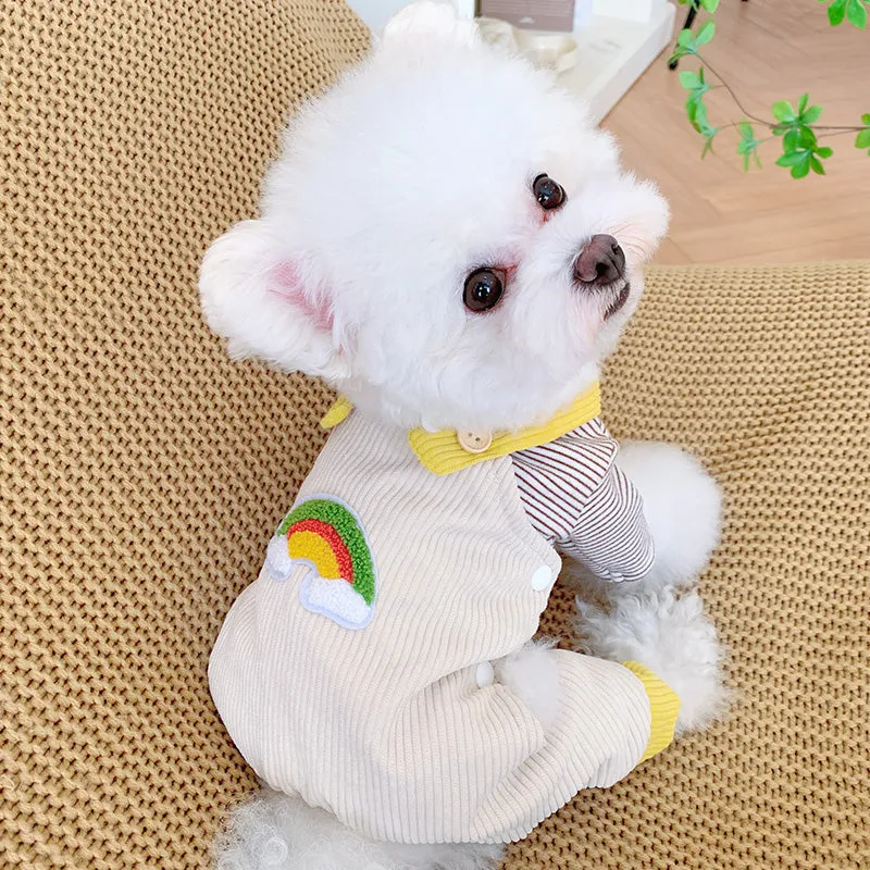 Rainbow Pet Jumpsuit and Stripes Sweatshirt