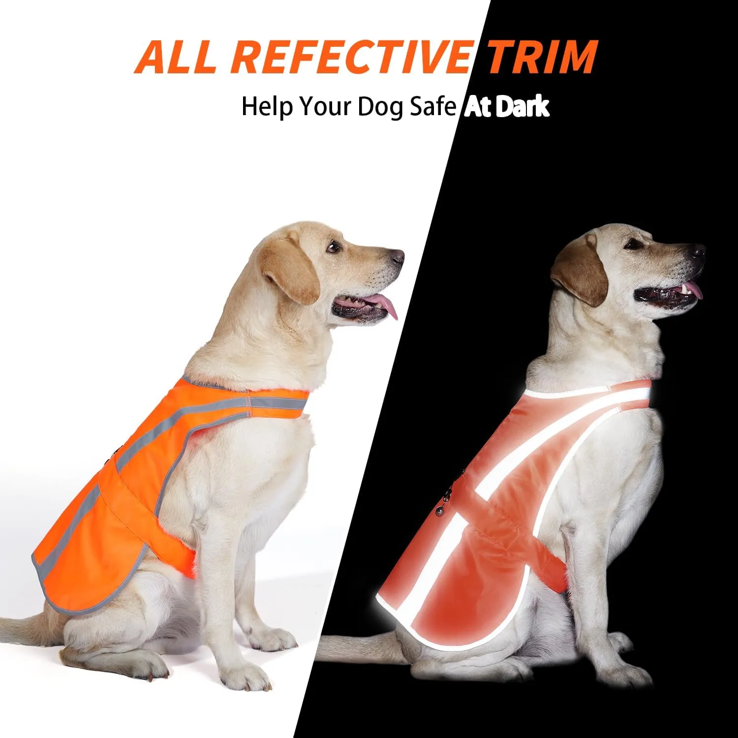 Reflective Dog Vest for Medium Large Breeds, High Visibility Dog Safety Vest Harness with Removable Bell Keep Safe from Hunting, Training & Cars Accidents