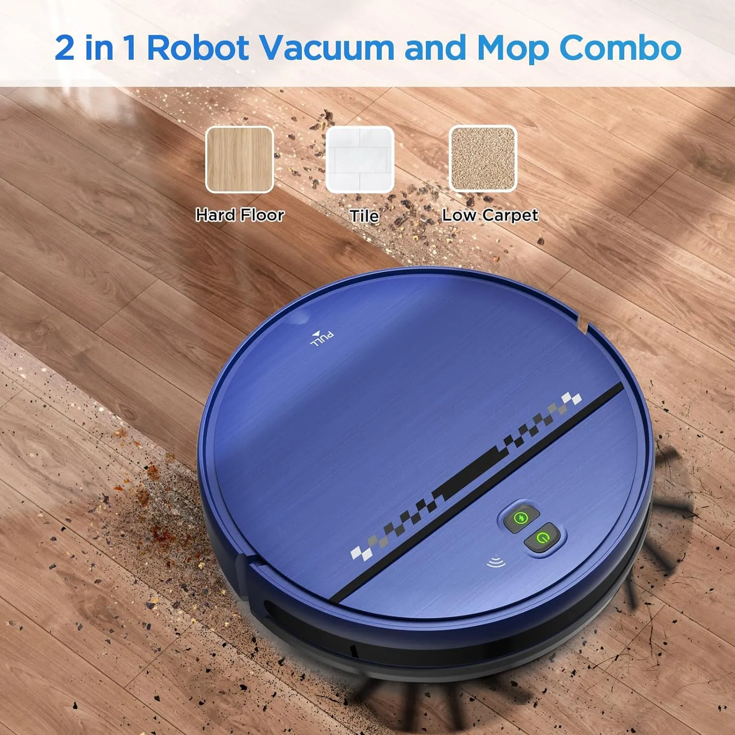 Robot Vacuum and Mop Combo, 2-in-1 Robot Vacuum Cleaner, Perfect for Pet Hair, Hard Floor and Carpet, Anti-Bump, Anti-Fall, App, Voice and Remote Control