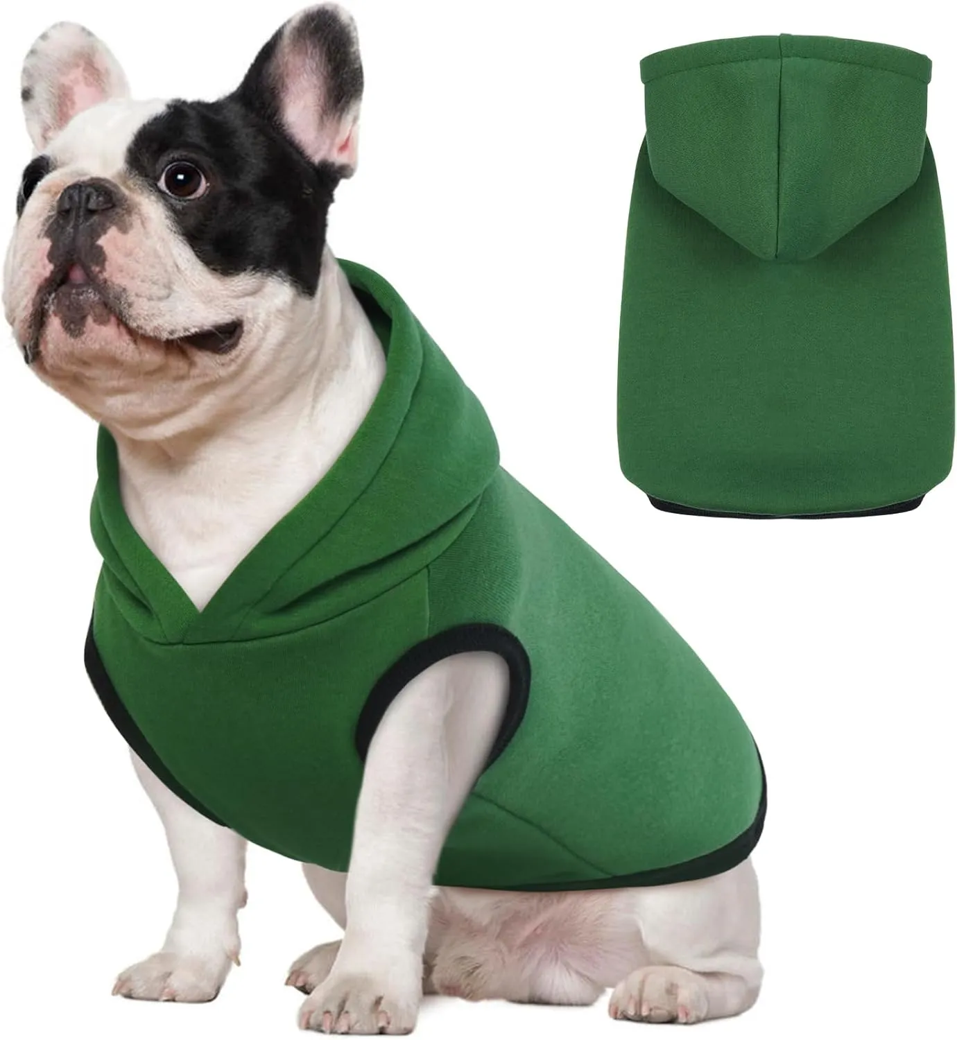 ROZKITCH Dog Hoodie, Winter Dog Fleece Sweater, Warm Pet Sweatshirt, Soft Christmas Outfit, Puppy Vest with Leash Hole, Green 2XL