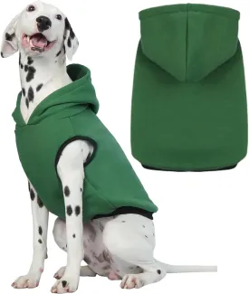 ROZKITCH Dog Hoodie, Winter Dog Fleece Sweater, Warm Pet Sweatshirt, Soft Christmas Outfit, Puppy Vest with Leash Hole, Green 2XL