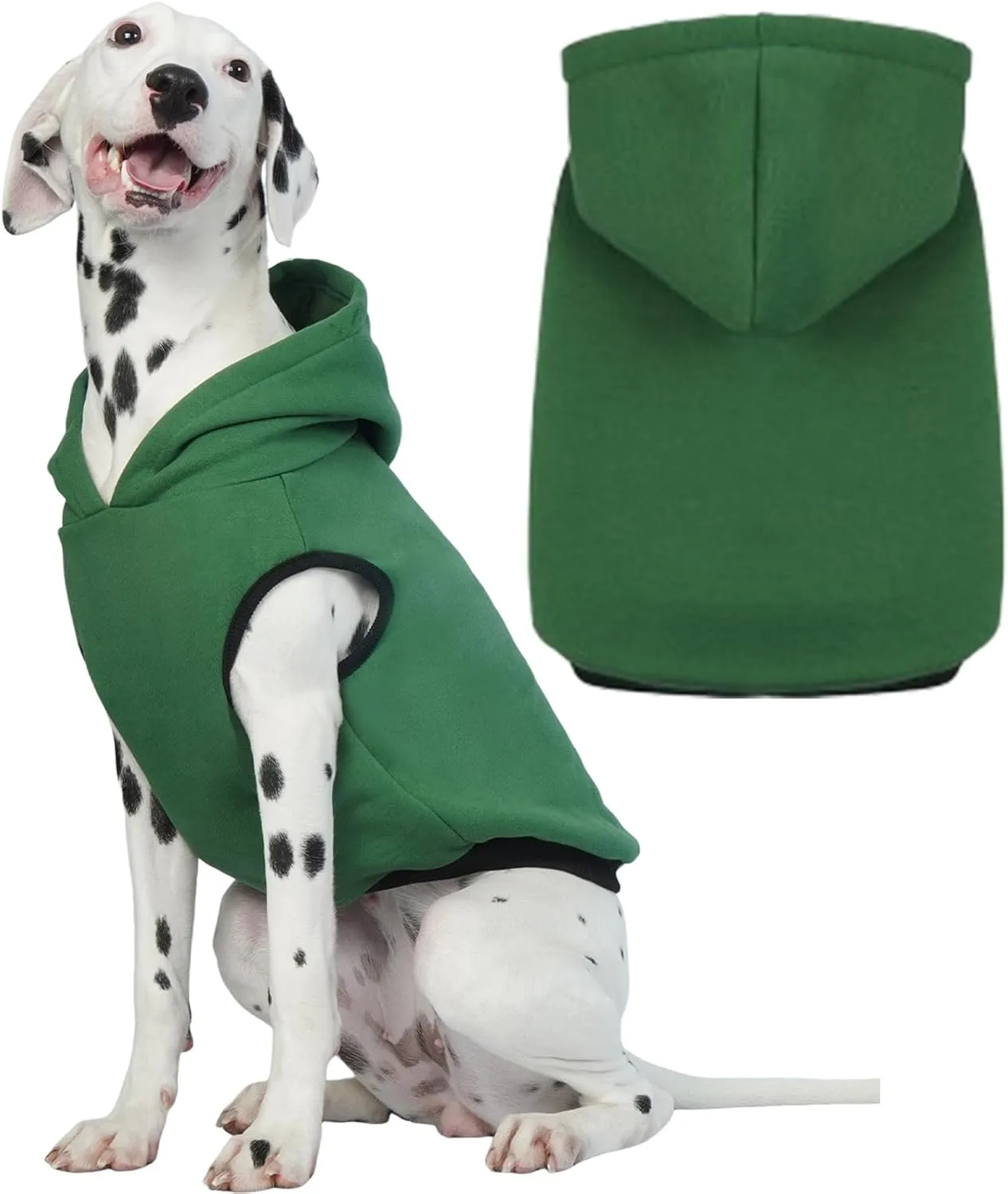ROZKITCH Dog Hoodie, Winter Dog Fleece Sweater, Warm Pet Sweatshirt, Soft Christmas Outfit, Puppy Vest with Leash Hole, Green 2XL