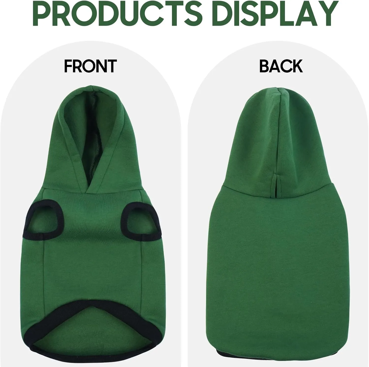 ROZKITCH Dog Hoodie, Winter Dog Fleece Sweater, Warm Pet Sweatshirt, Soft Christmas Outfit, Puppy Vest with Leash Hole, Green 2XL