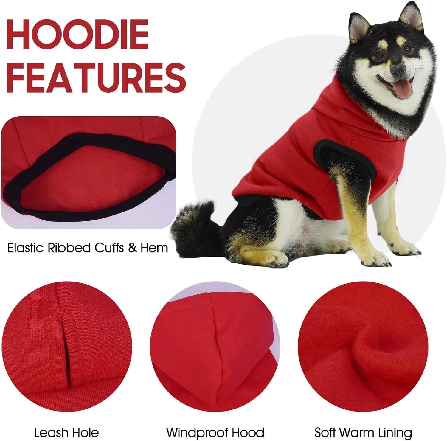 ROZKITCH Dog Hoodie, Winter Fleece Sweater, Soft Warm Pet Pullover, Red 2XL