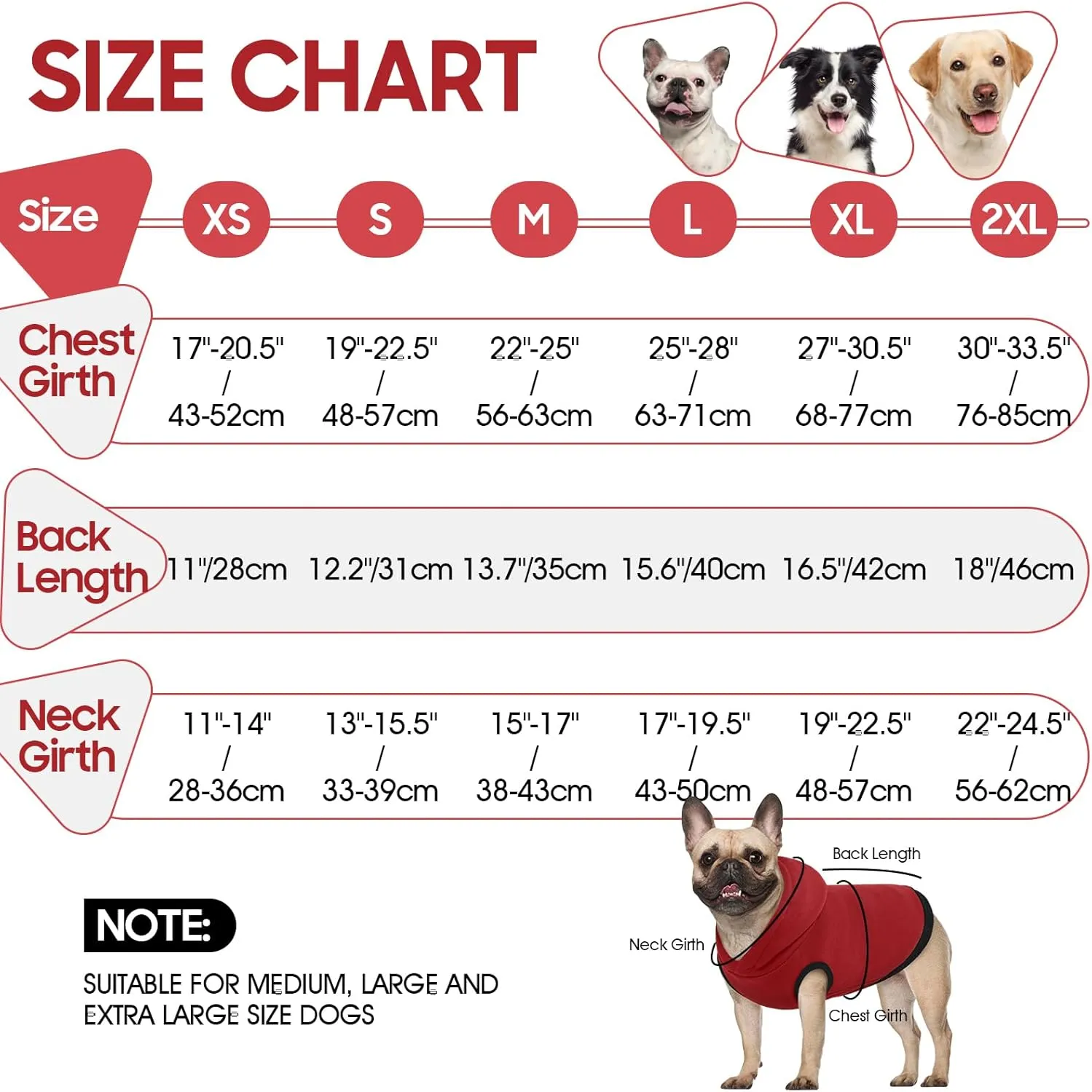 ROZKITCH Dog Hoodie, Winter Fleece Sweater, Soft Warm Pet Pullover, Red 2XL