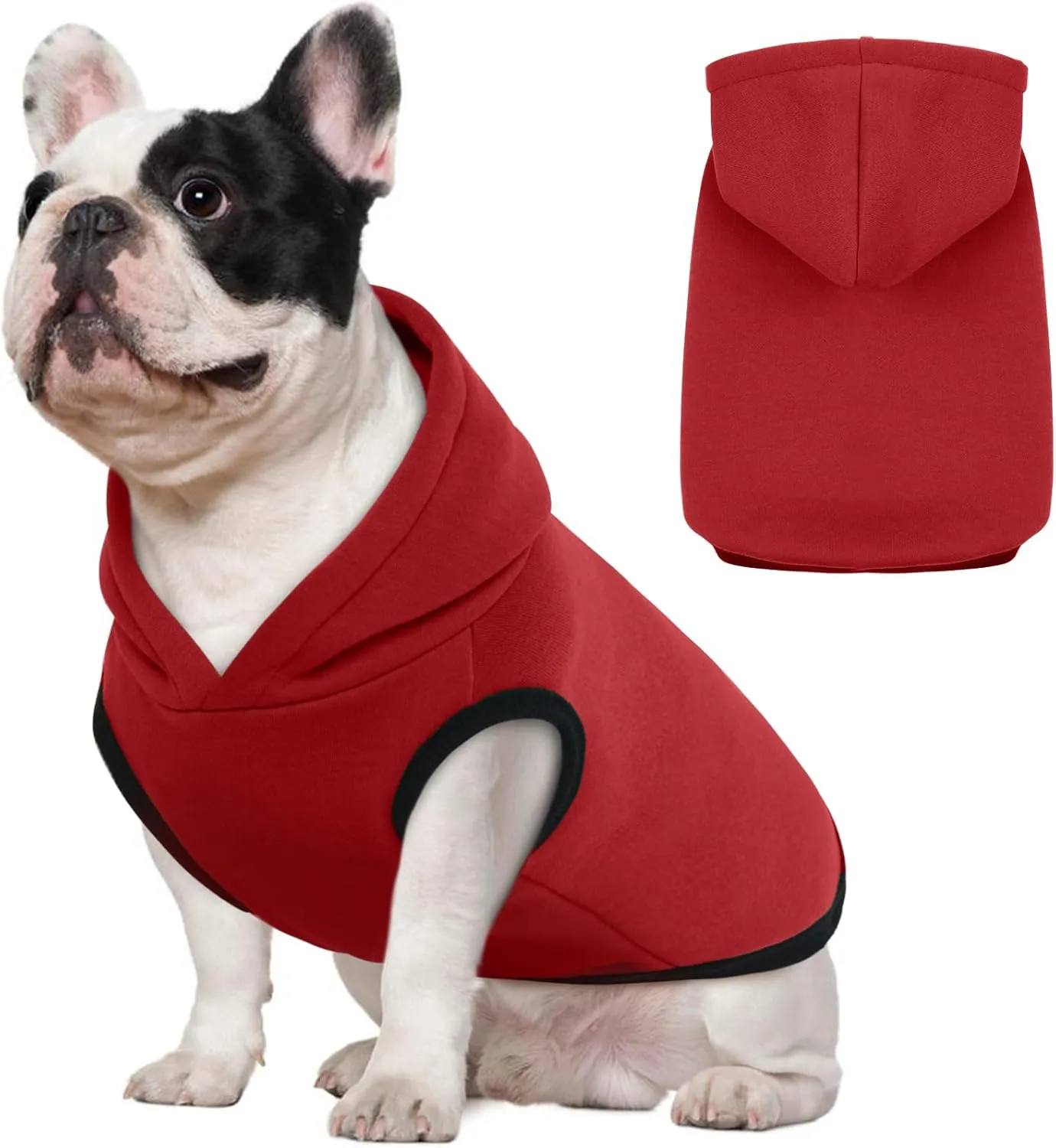 ROZKITCH Dog Hoodie, Winter Fleece Sweater, Soft Warm Pet Pullover, Red 2XL