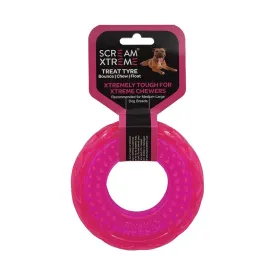 Scream Xtreme Treat Tyre Medium/Large Pink Dog Toy