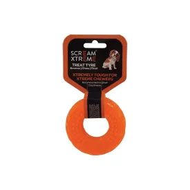 Scream Xtreme Treat Tyre Small Orange Dog Toy^^^
