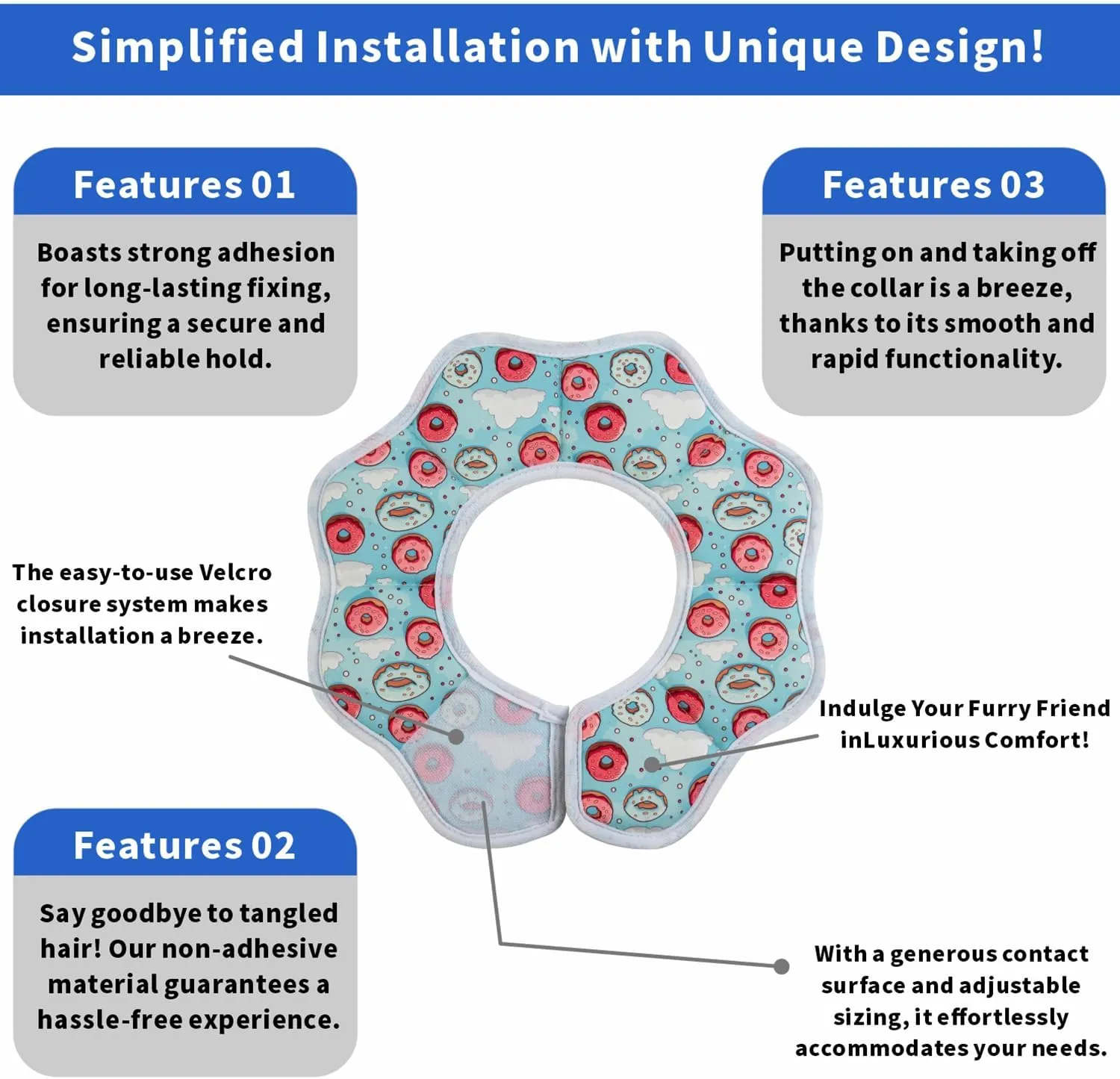 Soft Cat Cone Collar,Pet Recovery Collar,Comfortable Lightweight Elizabethan Collar for Small Dog Cat Prevent from Licking Wounds (Small/Donut Pattern)