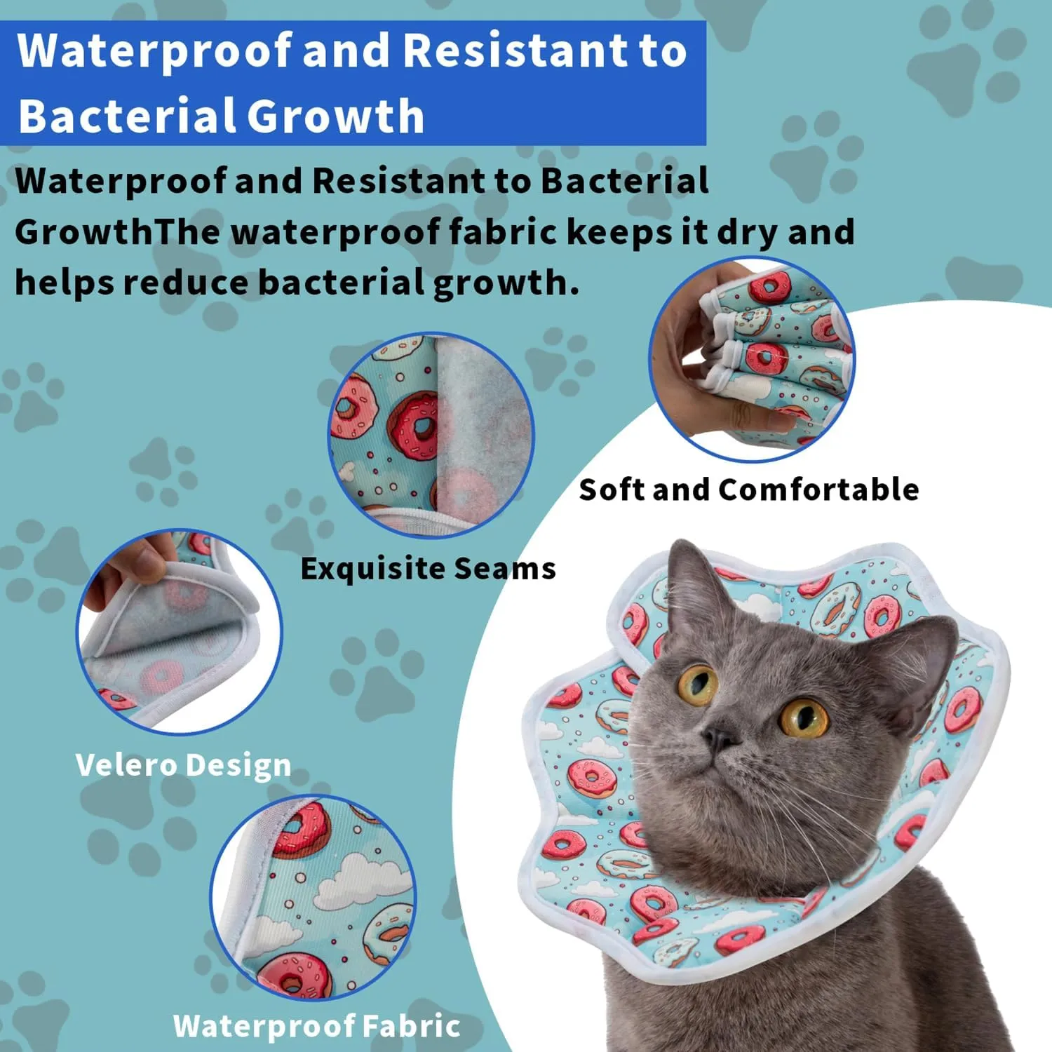 Soft Cat Cone Collar,Pet Recovery Collar,Comfortable Lightweight Elizabethan Collar for Small Dog Cat Prevent from Licking Wounds (Small/Donut Pattern)