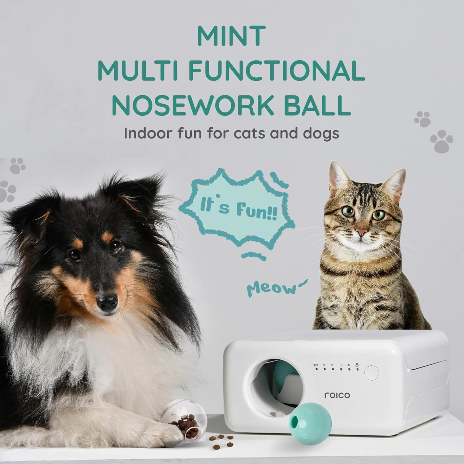 TREATOI Pet Toy Ball - High-Strength Plastics Treat Ball for Dogs and Cats - Interactive & Durable Treat Toys - Portable Dog & Cat Toy Compatible w/TREATOI Ball Dispenser Machine (1ea, Mint)