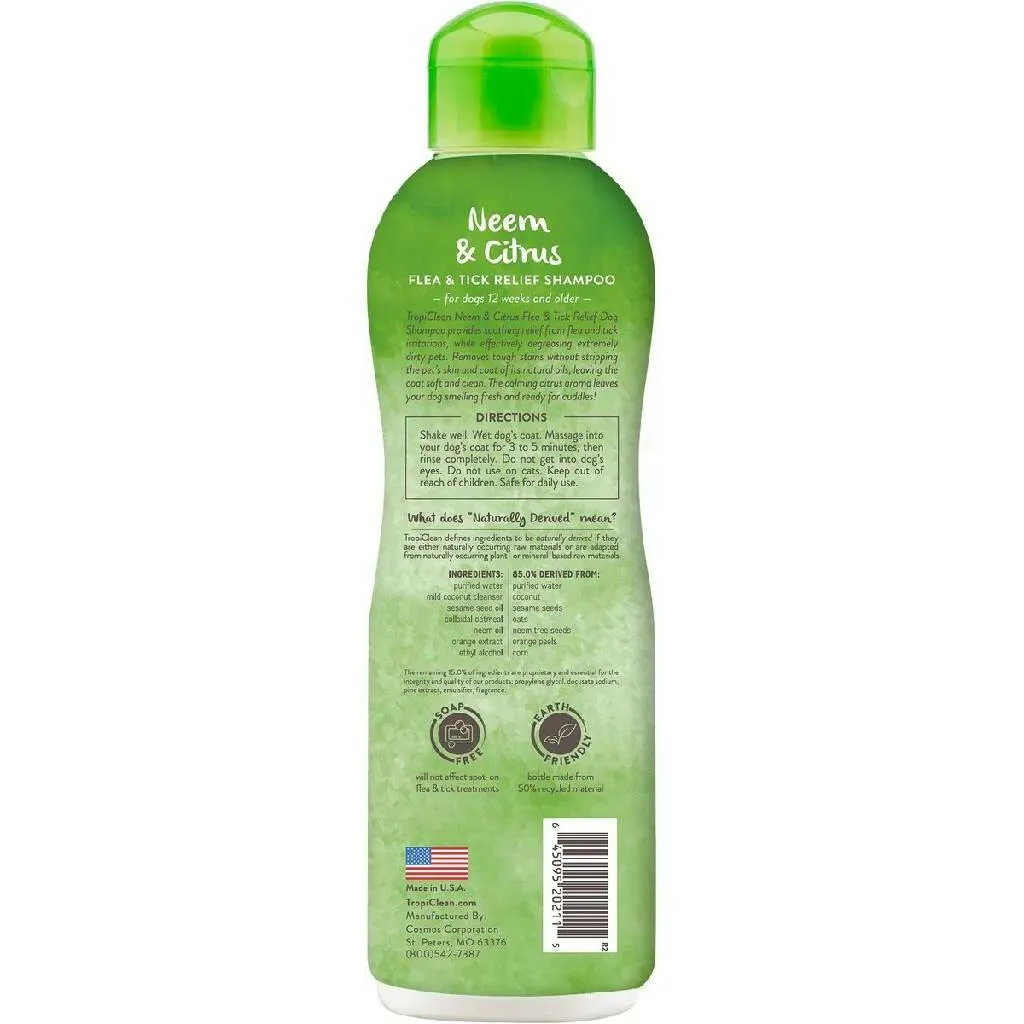Tropiclean Neem & Citrus Flea & Tick Relief Shampoo for Dogs (20 oz)