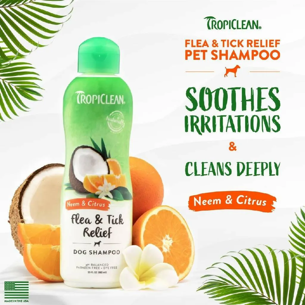 Tropiclean Neem & Citrus Flea & Tick Relief Shampoo for Dogs (20 oz)
