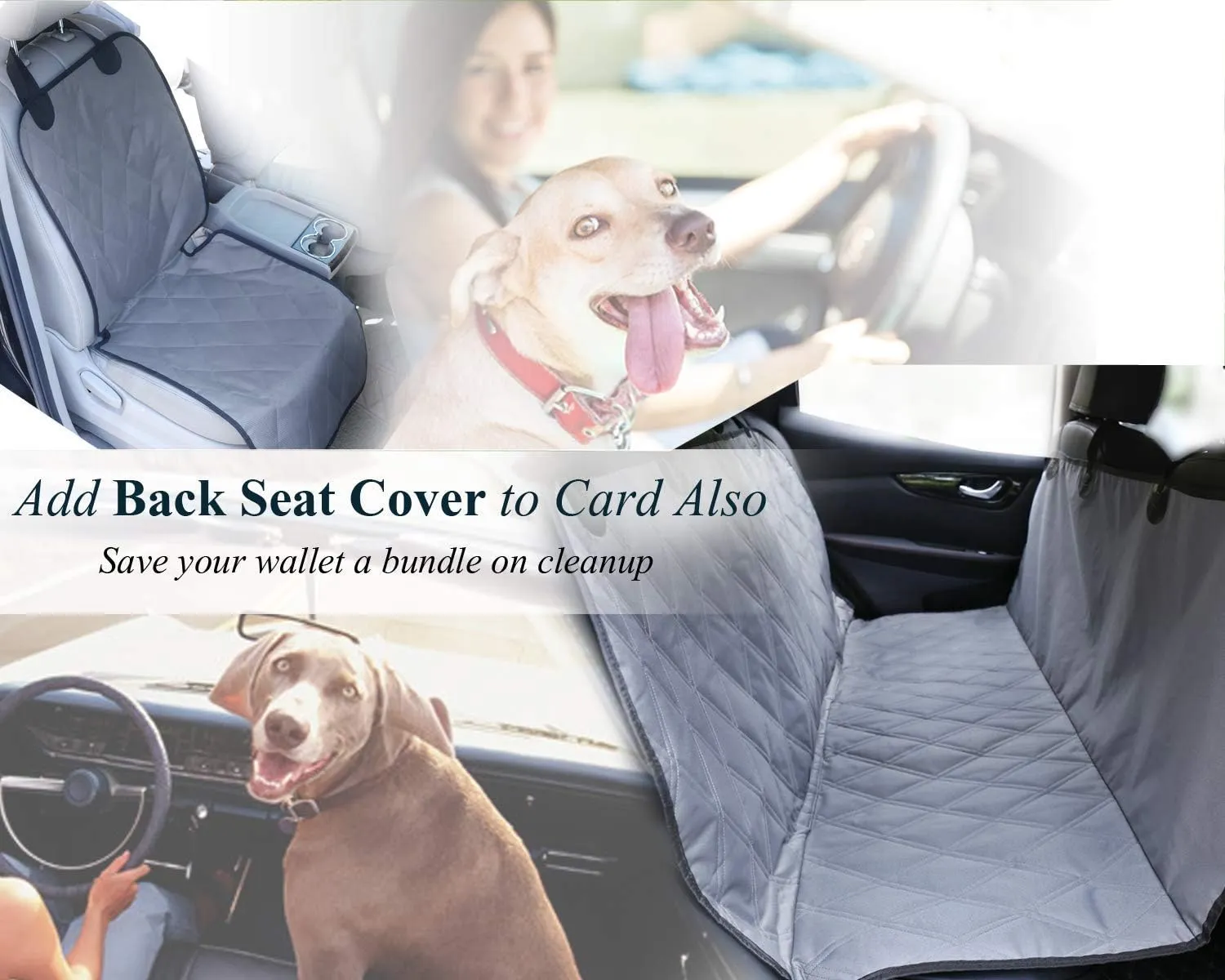 VIVAGLORY Front Dog Seat Covers, 1PACK No-Skirt Design Protectors for Bucket Seats, Quilted 600D Oxford with Anti-Slip Back for Most Cars, SUVs & MPVs, Grey