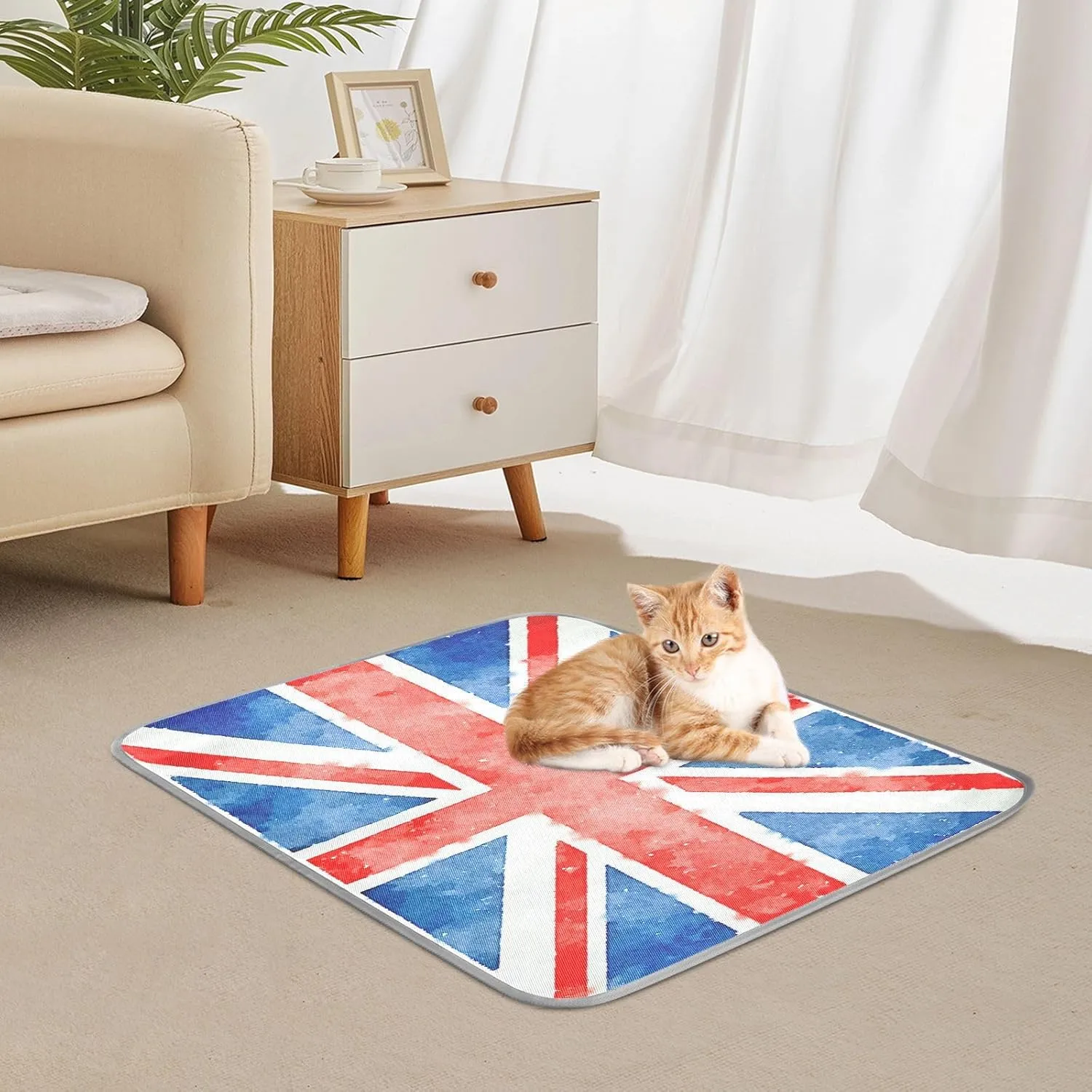 Washable Dog Cooling Mat Union Jack Flag Summer Cats Sleeping Mat Watercolor UK Dog Bed Mats 23.6 * 38.6inch Pet Ice Silk Sleep Kennel Pad Animal Sleep Bed for Home Outdoor Travel