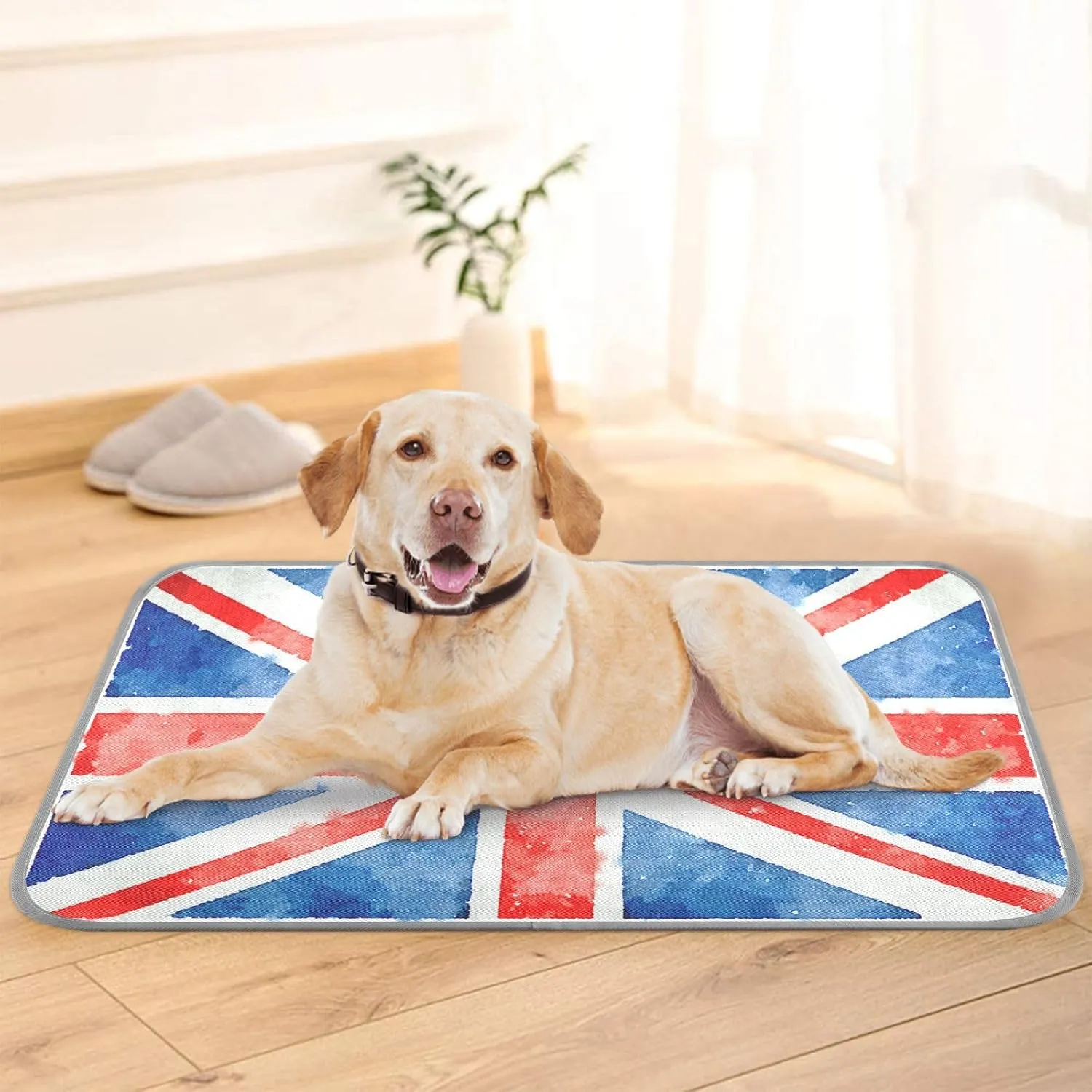 Washable Dog Cooling Mat Union Jack Flag Summer Cats Sleeping Mat Watercolor UK Dog Bed Mats 23.6 * 38.6inch Pet Ice Silk Sleep Kennel Pad Animal Sleep Bed for Home Outdoor Travel
