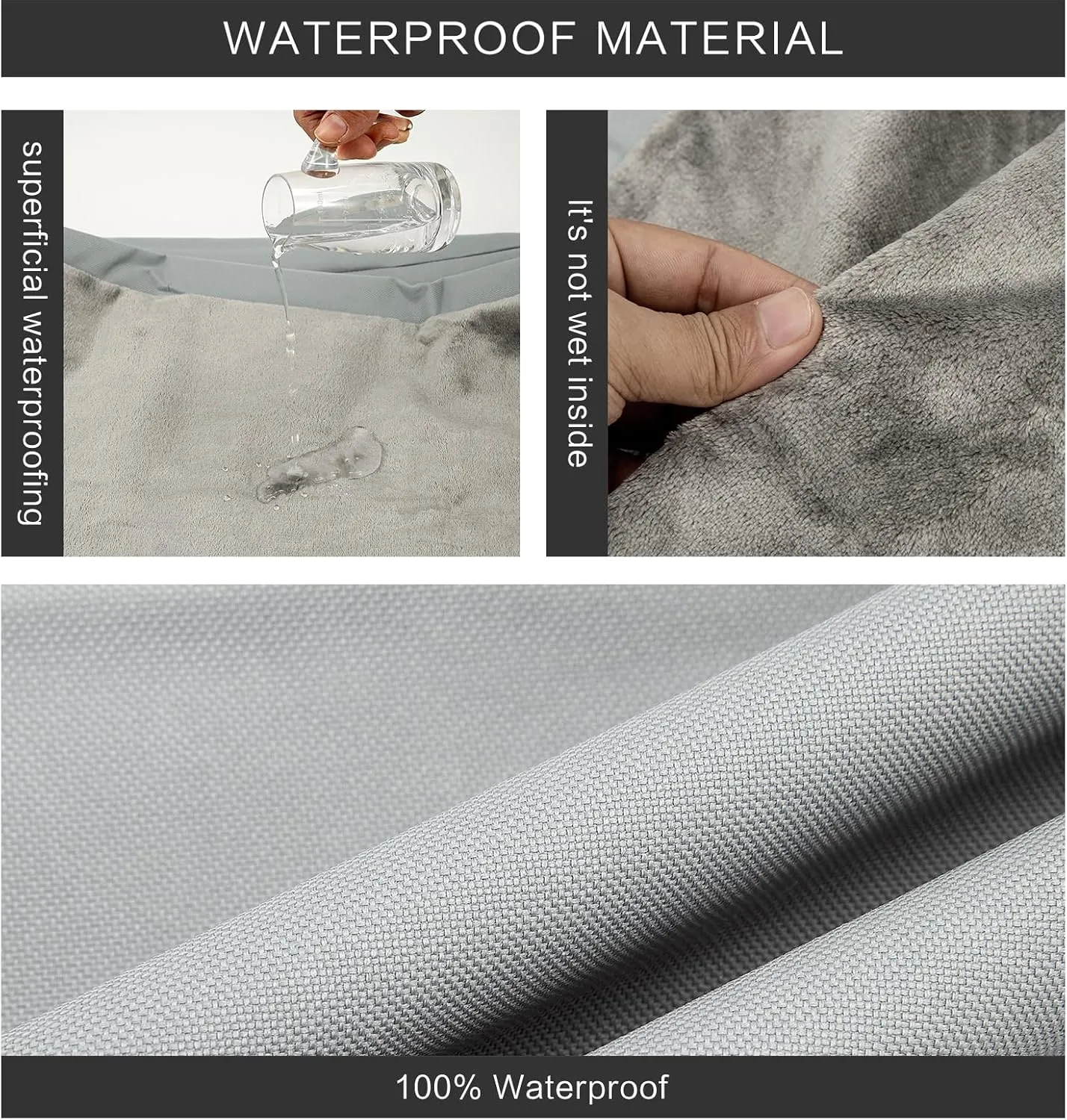 Waterproof Dog Bed Cover with Zipper, Washable Pet Hair Easy to Remove Fluffy Dog Bed Replacement Cover, Removable Puppy Pet Bed Cover for Dog CAE, Cover Only (Gray, Extra Large)