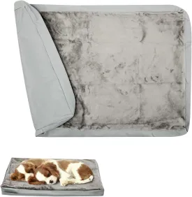 Waterproof Dog Bed Cover with Zipper, Washable Pet Hair Easy to Remove Fluffy Dog Bed Replacement Cover, Removable Puppy Pet Bed Cover for Dog CAE, Cover Only (Gray, Extra Large)