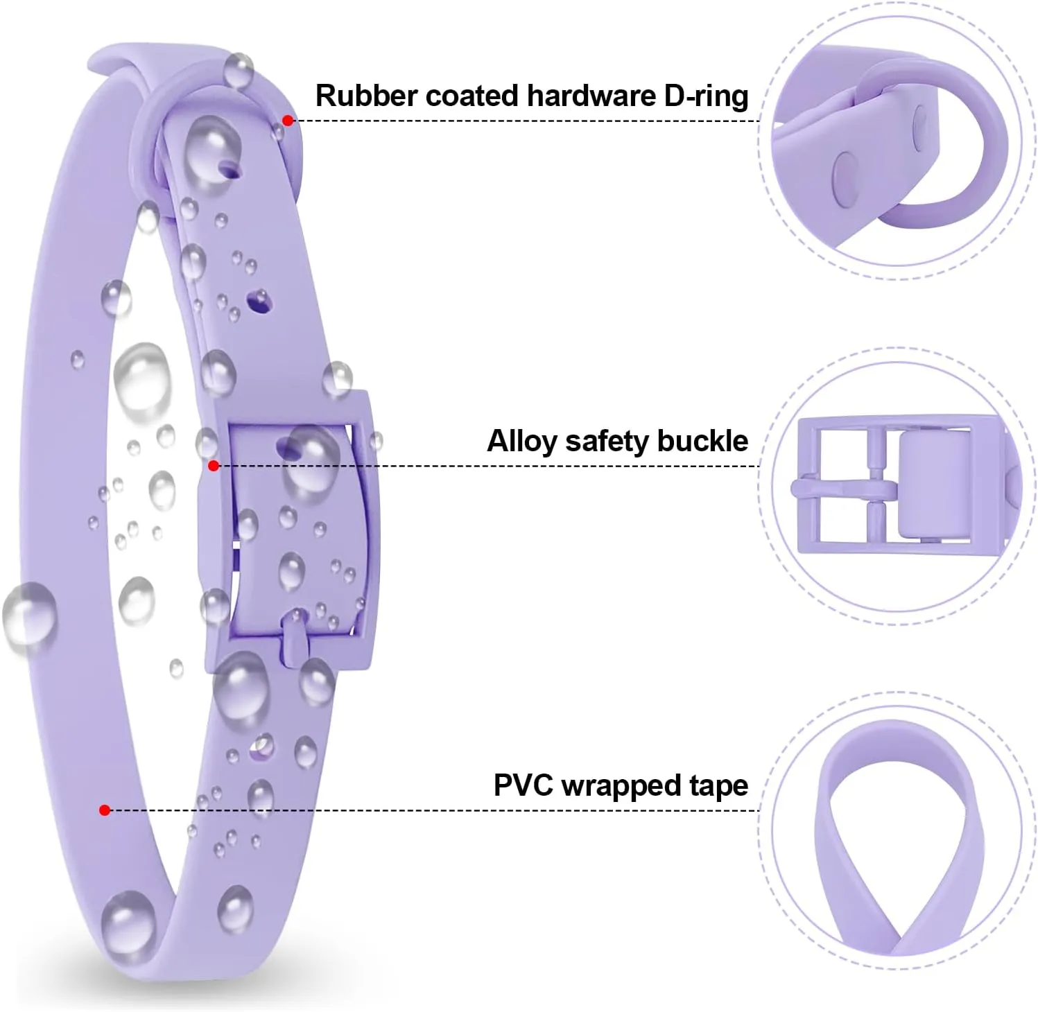 Waterproof Dog Collar with Coated Metal Buckle, Soft and Easy to Clean Soft Rubber Dog Collar, Adjustable Pet Collars for Small Medium Large Dogs