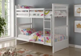 White Solid Wood Twin/Twin Mission Bunkbed Split-able