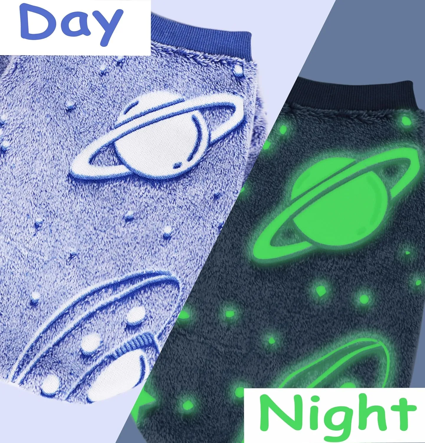 Winter Fleece Dog Sweater - Glow in the Dark, Cute & Thick, Extra Small, Boy (Small)