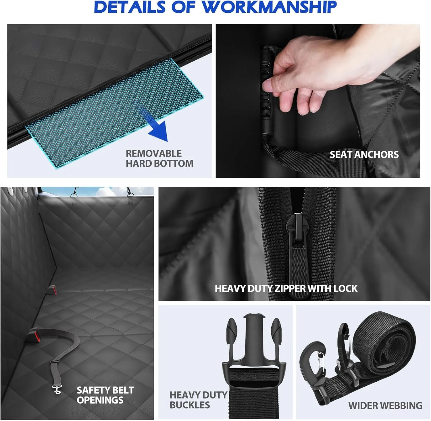 XL Truck Back Seat Extender for Dogs, 59x29 Dog Seat Cover Back Seat Hard Bottom, Dog Hammock for Truck Full Size, Pet Seat Covers for Crew Cab F150, RAM1500, Sierra, Tundra, Silverado, Titan