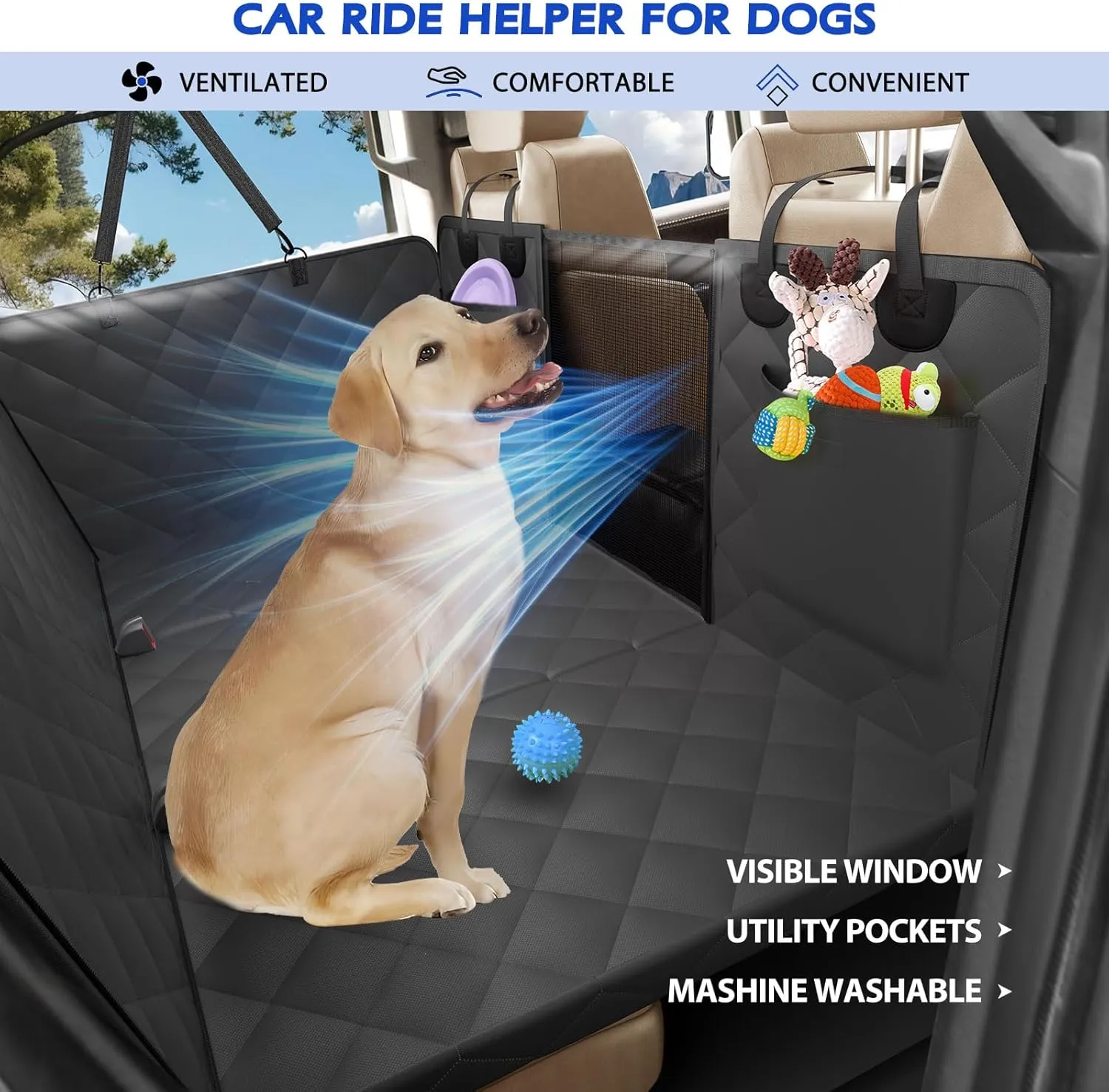 XL Truck Back Seat Extender for Dogs, 59x29 Dog Seat Cover Back Seat Hard Bottom, Dog Hammock for Truck Full Size, Pet Seat Covers for Crew Cab F150, RAM1500, Sierra, Tundra, Silverado, Titan